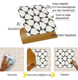 Resim Kendinden Yapışkanlı Yıldızlı Desenli Pvc Karo 30X30 cm (33 Adet) 3m2 