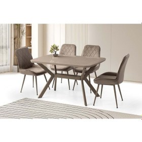 Resim Mobilgen Cappicino 4 Adet Fulya Sandalye 130+30 Anka HG Açılabilir Masa Takımı 