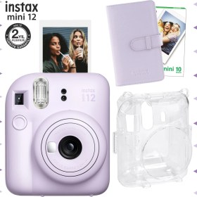 Resim Fujifilm Instax Mini 12 Lila Fotoğraf Makinesi 10'lu Film, Şeffaf Kılıf ve Laporta Albüm Seti ile Pratik Kullanım 