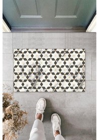 Resim Dijital Baskı Bej Yıldız Kapı Paspası K-3099 