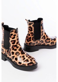 Resim Leopar Lastikli Günlük Kadın Bot Taba 
