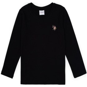 Resim U.S. Polo Assn. Kız Çocuk Siyah Bisiklet Yaka Basic Sweatshirt 50317915-VR046 