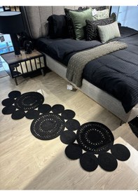 Resim Mavaux Siyah Snake Hasır Jüt Bej Yolluk Halı Kilim Siyah 