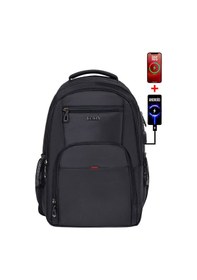 Resim Dada 06 Apple Mocbook Uyumlu Usb Aparatlı Siyah Laptop Sırt Çantası 14 İnç Darbe Emici Koruma 