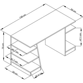 Resim Alfimo Mobilya KRONOS OYUNCU MASASI - BİLGİSAYAR MASASI - GAMER MASASI - 59x136 Cm AFM181 