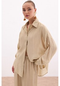 Resim Sateen Salaş Gömlek - Haki-136110 Haki 