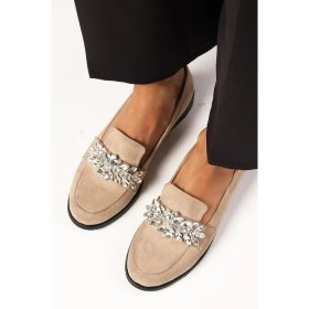 Resim Mio Gusto Matilda Bej Renk Taşlı Kadın Oxford Düz Ayakkabı 