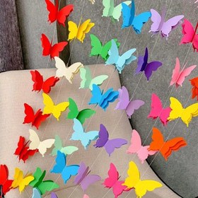 Resim Set, 3D Kağıt Kelebek Garland Buntings Düğün Parti Doğum Günü Festivali Diy Banner Asılı Süslemeler 3D Decor Kelebek Dize Parti Dekor Malzemeleri 