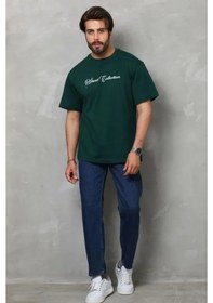 Resim Vexor Erkek Baskılı T-shirt Kısa Kol Bisiklet Yaka Regular Fit Rahat Kalıp Günlük Tişört - Çağla Yeş Çağla Yeşili 