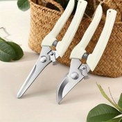 Resim 2'li Paket Ağır Hizmet Bahçe Makası - Düz ve Bypass Budama Makasları, Ergonomik Beyaz Saplı, Kaymaz Tutuşlu & Dayanıklı Yapı ile Çiçekler, Bitkiler, Bonsay, Meyveler için - Ev Bahçıvanları & Profesyonel Peyzajcılar İçin İdeal, Bonsay Aracı | Modern Kesme Tasarımı, Budama Makası 