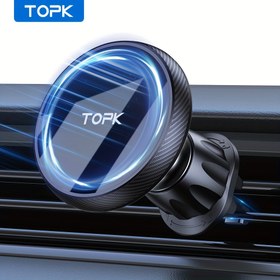 Resim TOPK Manyetik Araç Telefon Tutucu - Güçlü Uyumluluk, Tek Elle Kullanım için iPhone 15/14/13/12 Pro Max Plus ile Metal Kancalı Tasarım - Dayanıklı ABS, Su Geçirmez, Hava Menfezi Montajı 