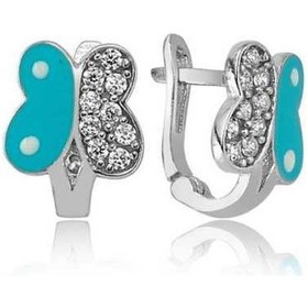 Resim Gumush Gümüş Mavi Kelebek Çocuk Küpesi N11.44385 