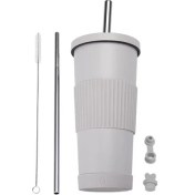 Resim Dilele Paslanmaz Çelik Inci Süt Çay Bardağı/pipet Yalıtım Bardağı, DL068 (Yurt Dışından) 