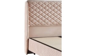 Resim Baklava Başlık 150 cm Çift Kişilik Yatak Başlığı Krem Renkli Babyface Kumaşlı Lüks Başlık 