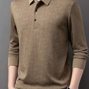 Resim Erkek Casual İş Long Sleeve Triko Gömlek, Polyester Karışımı, Normal Beden, Yaka Kollu, Hafif Esnek Kumaş, Şerit Deseni, Düğme Detayı, İlkbahar/Sonbahar için 