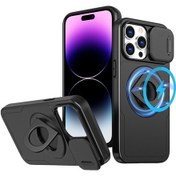 Resim Cbtx iPhone Uyumlu 14 Pro Camshield Magsafe Ring Tutucu Zırh Telefon Kılıfı 