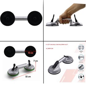 Resim NZB Alüminyum Çiftli Vantuz Cam Vakumlu Fayans Ahşap Tutucu Taşıma Araba Kaporta Göcük 2'li Çektirme 