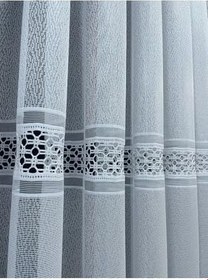 Resim Cortibo Viyana Örme Desenli 1'e 2,5 Orta Pileli Tül Perde Beyaz, 150 x 190 VIYANA-BYZ-077 