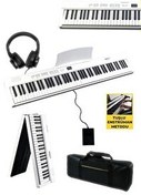 Resim Midex PLX-80WH-H Taşınabilir Katlanır Dijital Piyano Tuş Hassasiyetli 88 Tuş BT (Sustain Kulaklık Çanta Metod) 