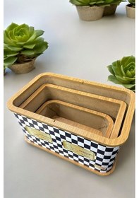 Resim Qerhome 3'lü Ahşap Patates Soğanlık Ekmeklik Sebzelik Sepeti Ekmek Sepeti Kutusu Ahşap 