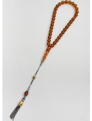 Resim So Chic Kehribar Taşlı Siyah Rodyum Kaplama Gümüş 28 CM Tesbih 