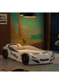 Resim Arabalı Yatak, V-sport Arabalı Karyola - Beyaz 