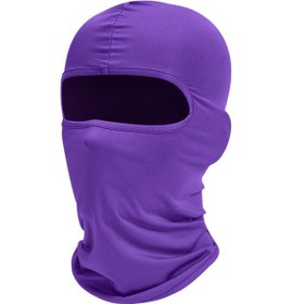 Resim Bisiklet Yüz Örtüsü Tam Yüz Şapkası Bisiklet Başörtüsü Kafa Bandı Rüzgar Geçirmez Başlık Mor 