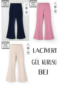 Resim Belyakidswear 3 Lü Paket Pamuğa Pamuk Kız Çocuk Fitilli Tayt Lacivert, Gül Kurusu, Bej 