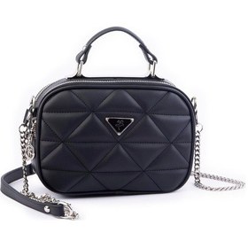 Resim Nas Bag Zincirli Kapitone Çift Gözlü El Ve Çapraz Çanta Siyah Dona 21x16 Cm Siyah 