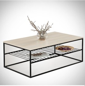 Resim Etna Orta Sehpa Metal & Orta Masa Açık Meşe / Metal Ayaklı Sehpa 