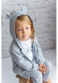 Resim Zeyland Erkek Bebek Kapüşonlu Hırka Ve Pantolon Takım-Gri 