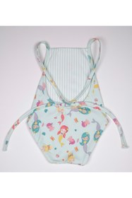 Resim Melomel Bebek Mayo Denizkızı Çizgili Desenli Çıtçıtlı Özel Tasarım Çifttaraflı Mermaid Rahat Bez Değişimi 