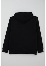 Resim Breeze Erkek Çocuk Sweatshirt A Harfi Yazı Nakış Armalı 9-14 Yaş, Siyah 