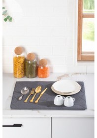 Resim Porsima 3139-3 2li Mikrofiber Tezgah Üstü Kurutma Matı Kurulama Bezi Süper Emici Bulaşıklık Antrasit Antrasit 