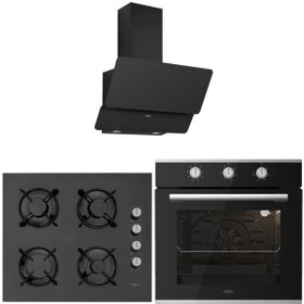 Resim Esty Siyah Cam Ankastre Set (3471 Davlumbaz - ACO5601B02 Ocak - AEF6604B01 Fırın) 