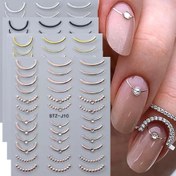 Resim Lüks Taşlı Fransız Tırnak Sanatı Çıkartmaları, Parlak Metalik Çizgili Yapışkan Dekorlar, Y2K Krom Kaydırıcı Tırnak Süslemesi, Geometrik Tırnak Tasarımı,Fantazi Tırnak Teması,Hassas Kesim Çıkartmalar,Dekoratif Tırnak Kaydırıcıları,Tırnak Sanatçıları,Kendin Yap Manikür Severler 