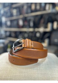Resim Trg Polo Trg Taba Nokta Desen Hakiki Deri Erkek Kemeri 