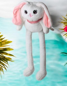 Resim İthal Kumaş Kulakları & Ayakları Uzayıp Küçülen Sevimli Tavşan Peluş Oyuncak & Uyku Arkadaşı 75 Cm. 001 