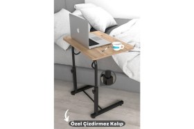 Resim Depolife Eğim Yükseklik Ayarlı Laptop Sehpası Kahvaltı Ders Çalışma Bilgisayar Ofis Yemek Masası Metal Ayak 