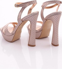 Resim Dgn 2016 Kadın Bilekten Bağlamali Topuklu Abiye Ayakkabi Rose Simli 