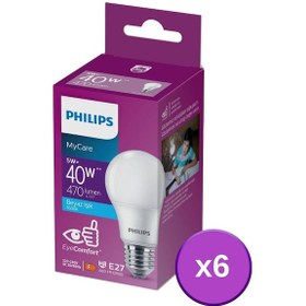 Resim Philips Led 5-40W Ampul 6500K Beyaz Işık 6Lı 