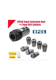 Resim Zcjb Er11a 5mm Motor Şaft Tutucu Uzatma Çubuğu İle 7 Adet Er11 1-7mm Yaylı Pensler -121696 