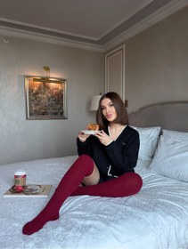 Resim LAGRANZE Cozy Line Premium Kadın Diz Üstü Jakarlı Çorap 