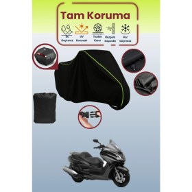 Resim Dokaca Neo Siyah Neon Fitilli Arka Çanta Uyumlu Yamaha Majesty 400 Uyumlu Motosiklet Brandası, Koruyucu Örtü 