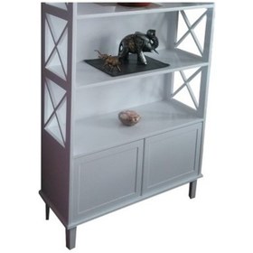 Resim Kitaplık ÇAPRAZ Yan Model Alt Kapak ve raf Kayın Ve MDF Torna Parlak Beyaz Lake boya El Yapım 