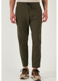 Resim Buratti Slim Fit Lastikli Bel Boru Paça Kemer Detaylı Erkek Pantolon 5543S86Jmilano Haki 