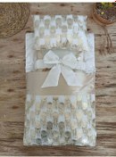 Resim Yenidoğan İzmir İncisi Tül İşlemeli Pamuklu Fiyonklu Kundaklı Lüks 3lü Alt Açma Seti Gold Altın 