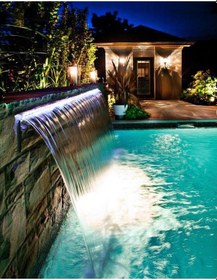 Resim Led Işıklı Rgb Bahçe Duvar Su Şelaleleri Duvar Su Perdeleri 90 CM 