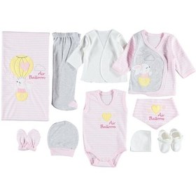 Resim Air Balon Nakışlı 10'lu Zıbın Seti Hastane Çıkışı Pembe 