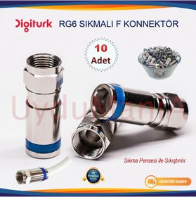Resim Rg6 Digitürk Sıkmalı F Konnektör - 10 Adet 